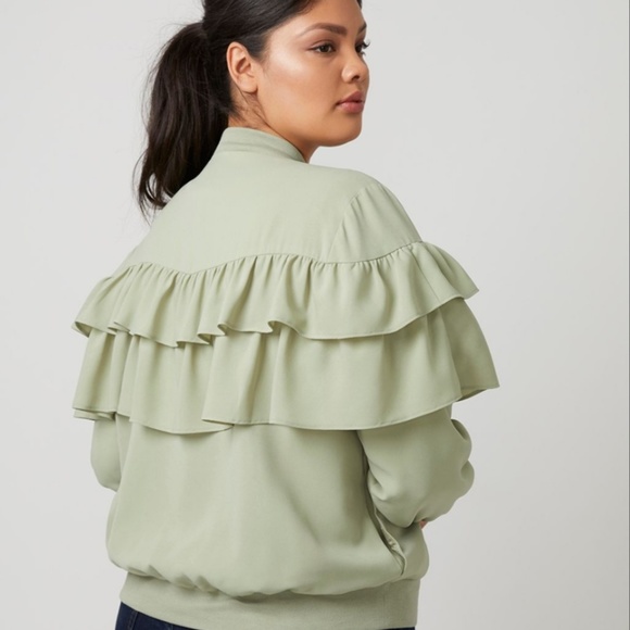 NWT Lane Bryant Ruffle Front Bomber - Picture 4 of 4